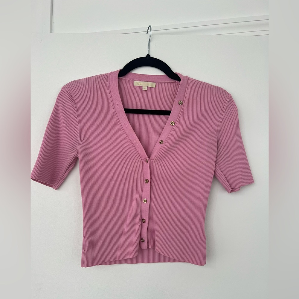 Maje pink button up too short sleeve